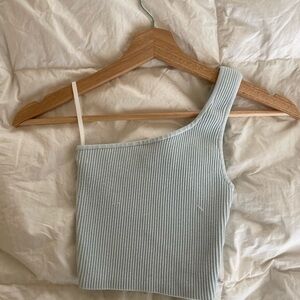 Aritzia Light Blue One-Shoulder Sculpt Knit Top
